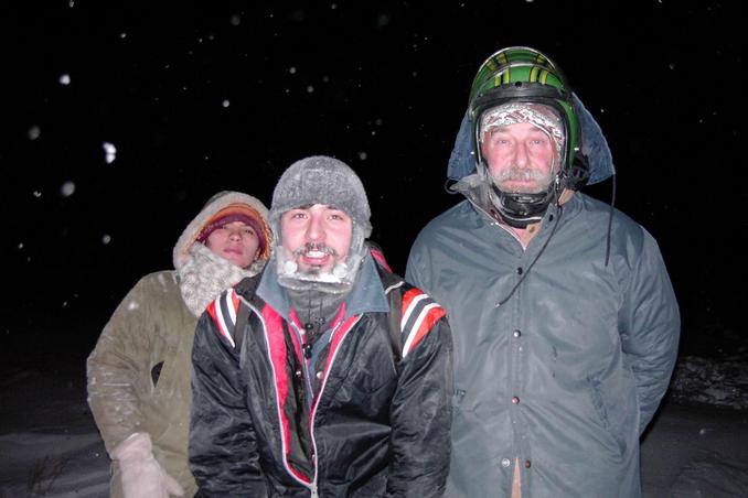 Maria, Erwin, and Gerhard at the confluence around 5:35PM.  Weather deteriorating fast.