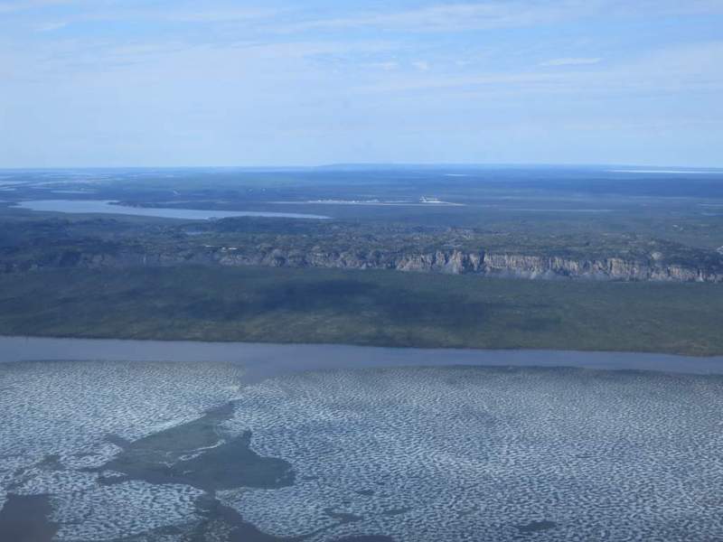 I didn't take an aerial, here Inuvik airport and Inuvik just on the left from the south