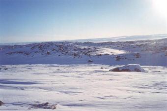 #1: General view looking southwesterly. N64W69 is a few metres to the left of the very large boulder.