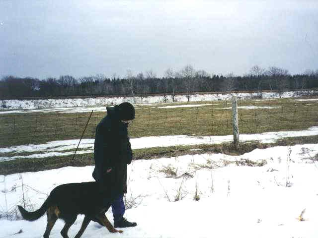 facing south: Sherri, Max, and the railway line