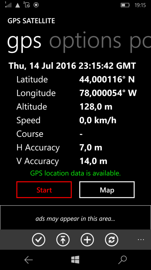 GPS reading