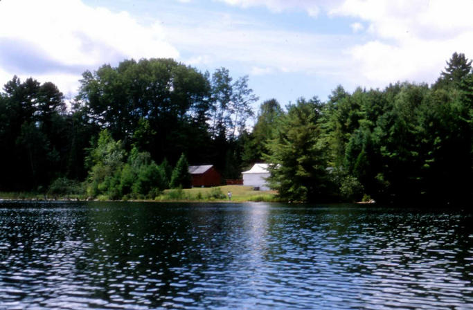 Looking west from the confluence.  (That's Elda standing on the shore).