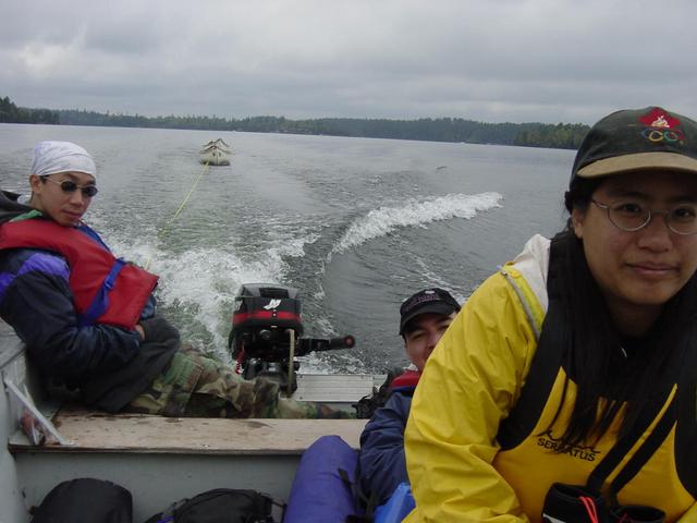 Towing the canoes home