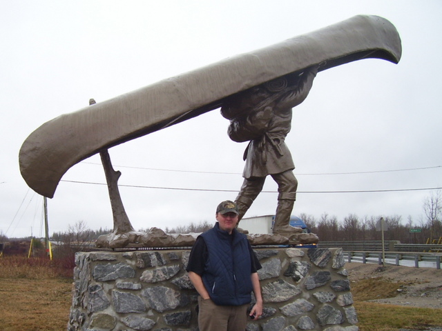 Two voyageurs in this photo but with different goals!  Along Highway 11 crossing the Missinaibi River in Mattice.