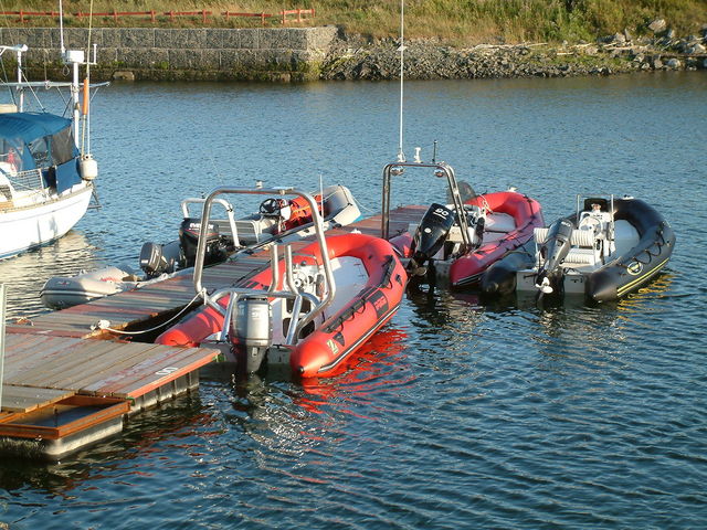 The RIBs waiting at the marina.