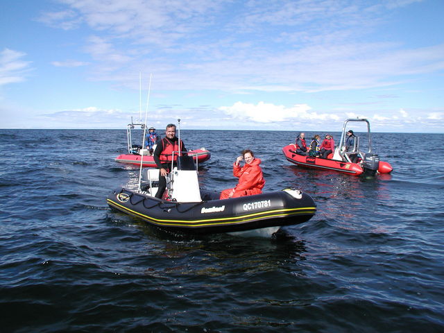 Myself, Stephan, with Martin Savard on board my RIB with Daniel Bouchard behind me.