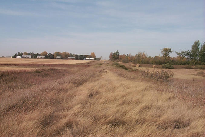 Looking west along the border with the US Customs buildings in the background.