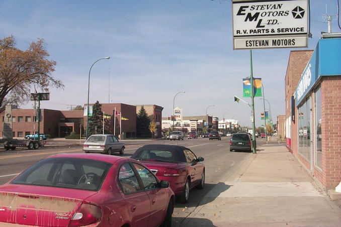 Main street Estevan, Sk about 16 km (10 miles) north of the confluence.