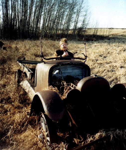 Dane, sitting in what's left of the truck located near the confluence