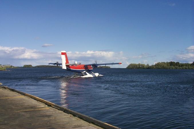 Taking off with a load of lumber.