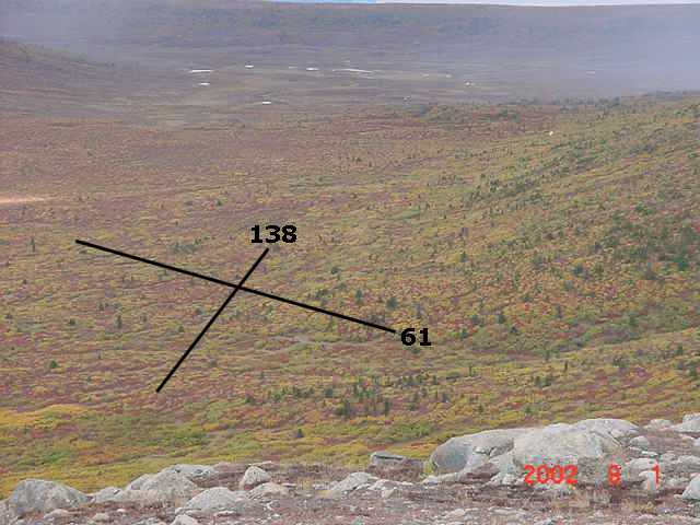 View from ridge - lat and long lines approximate