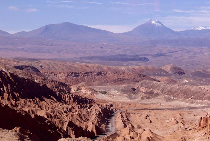 View over the valley on the way down to San Pedro, the Volcan Licancabur (the same as in picture 1) is in the background