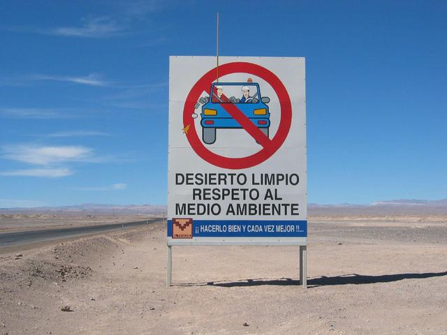 sign north of Siera Gorda at the start of the paved road