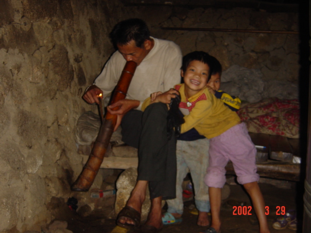 Farmer puffing away