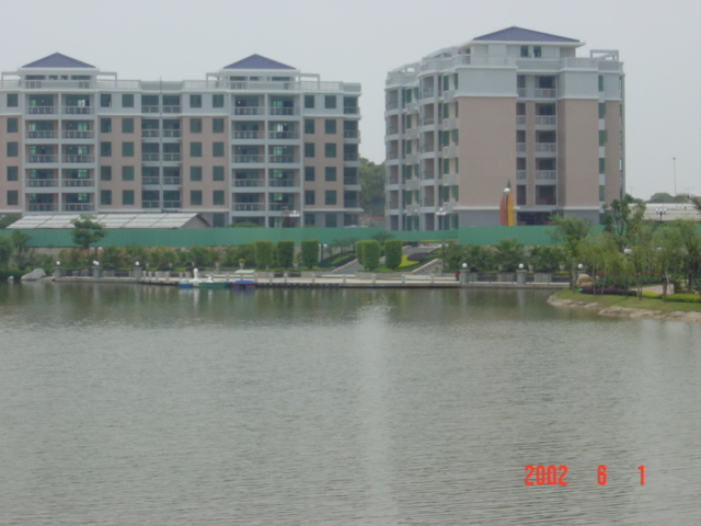 View across the lake to the confluence