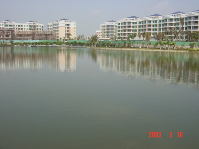 Looking back across the lake towards the confluence.