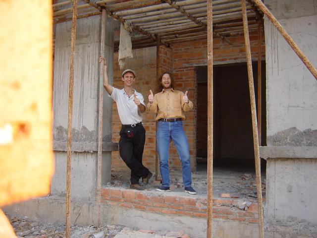 Victory Photo taken from the CP - Peter and Targ standing in the front door of the confluence unit.