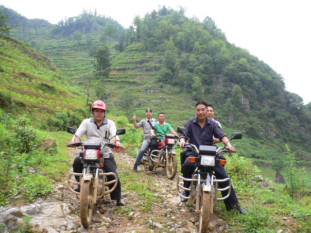 Back on the motorbikes after the successful hunt.