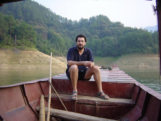 Tony aboard boat from Longtou (Faucet) to Dongkou (Cave Mouth)