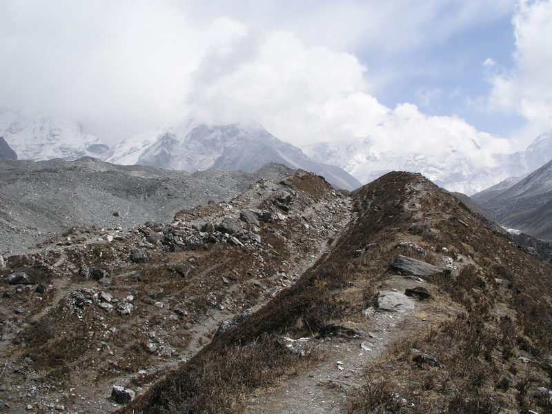 This moraine gave us cloudy views towards Imja Tse (Island Peak), and marked our turn-around point. 