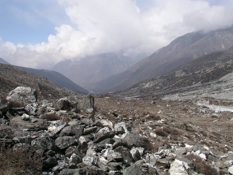 Looking back down the Chhukung Valley towards Dingboche.