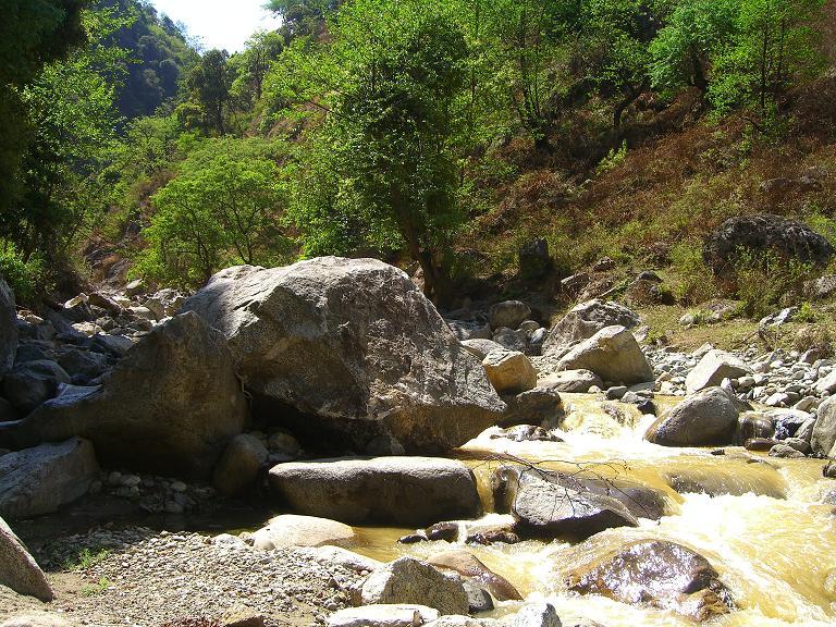 We hiked along the stream here towards the confluence.