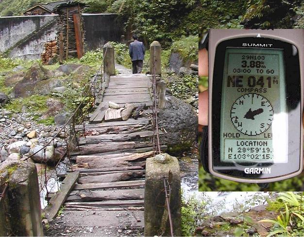 Bridge along the way to the confluence and GPS at the closest point