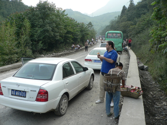 Our rental car going nowhere.