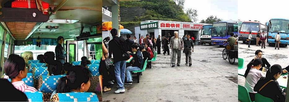 Bus transport and a toll road rest area