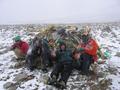 #7: Suffering at Tibetan religious cairn Pass 2, Day 3. (left to right: Raz, Oren, Greg, Shay)