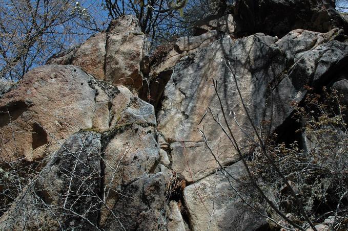 The Rock wall about 100 meters before the confluence point