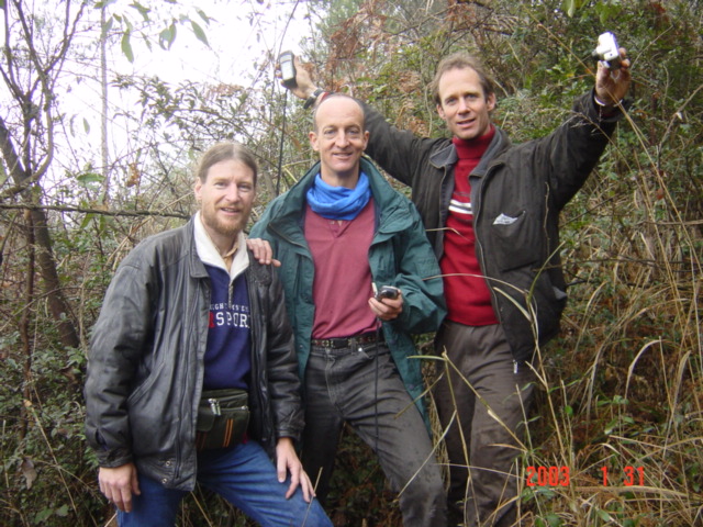 At the Confluence Point group photo (left to right) Targ Parsons, Richard Jones, and Peter Cao