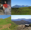 #4: Simon makes a fire in the stone house; bright sun in the morning; looking back at the stone house towards the ridge which we came from the day before in the rain.