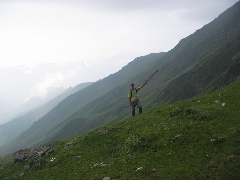 Peter Pointing to the Confluence Point