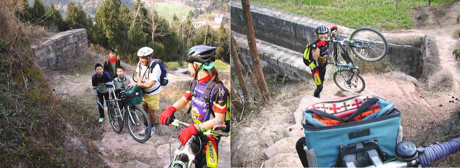 On the Trail:  Help from the local boys and Godspeed tackling the trail / 助人最乐