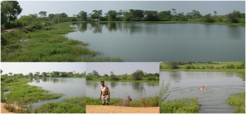 Lake from seen from the XONG JIA ZAI village, N & NE &, swimmers