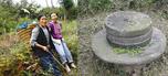 #9: Two eldery women carrying supplies up to their home, millstone