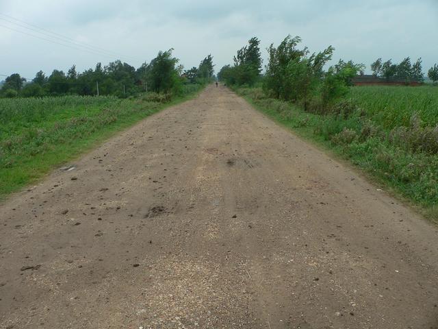 Dirt road runs straight south towards confluence.