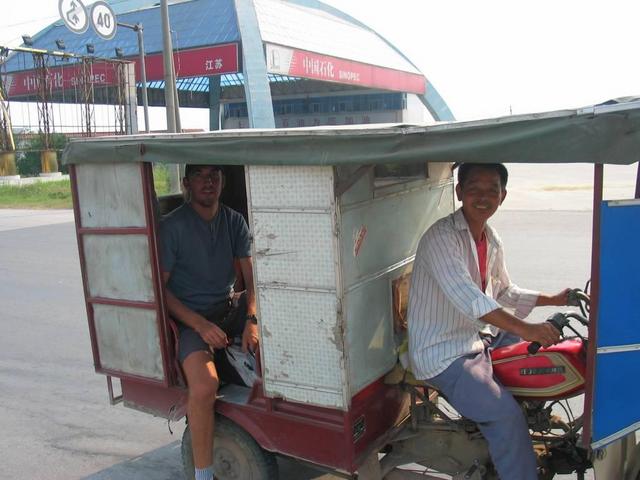 Jamie and our first taxi driver