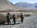 #4: Buju, Taishi, Sola (left to right), and Robert (back) starting off up valley.