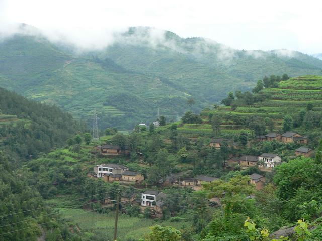 Closer view of village down valley to north.