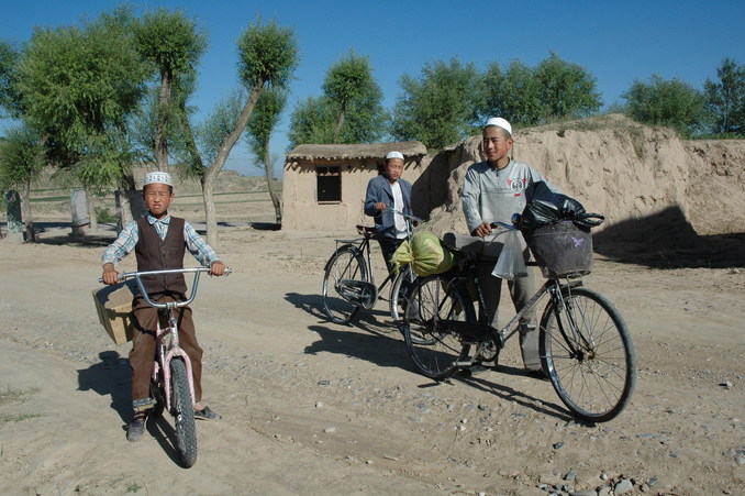 Happy riders returning from market