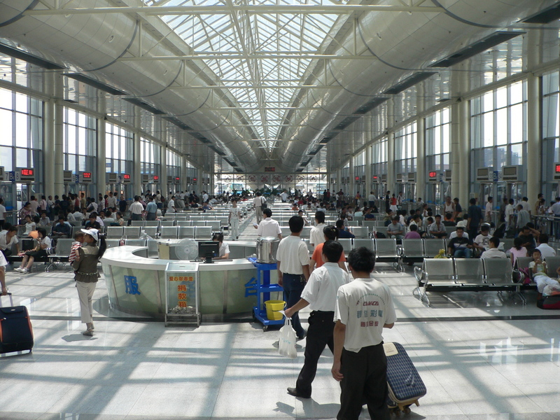 Terminal B of Línyí City's huge new long-distance bus station, which has an airport look and feel