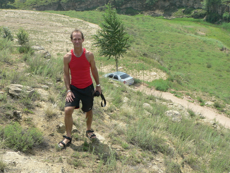 Peter climbing the hill