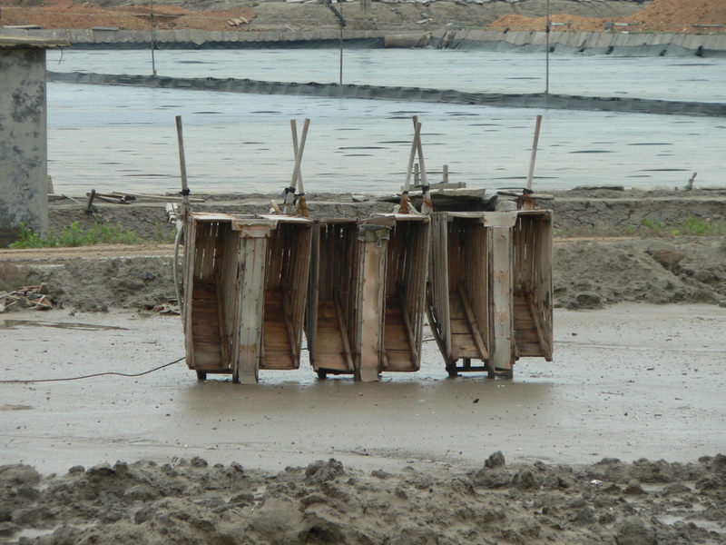 Neatly stacked salt carts