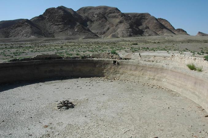 Dried up water pond with confleunce point