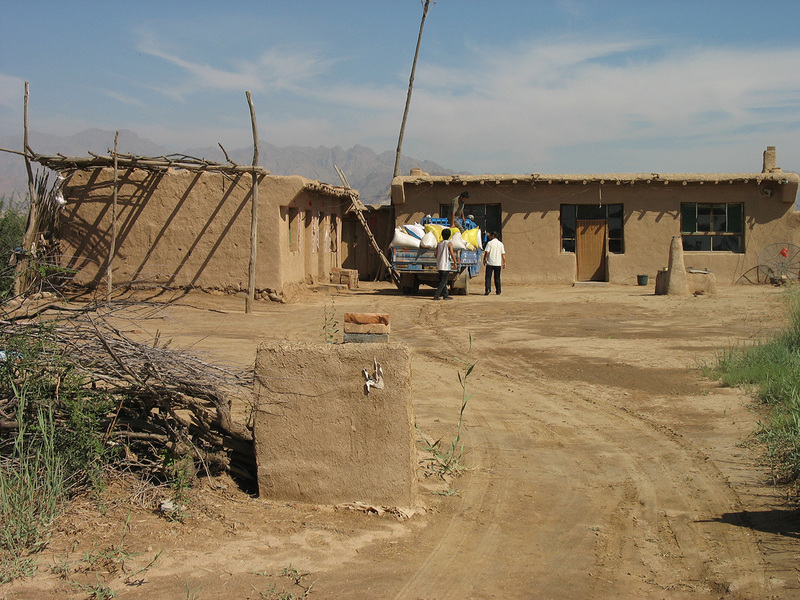 A typical local adobe farmhouses