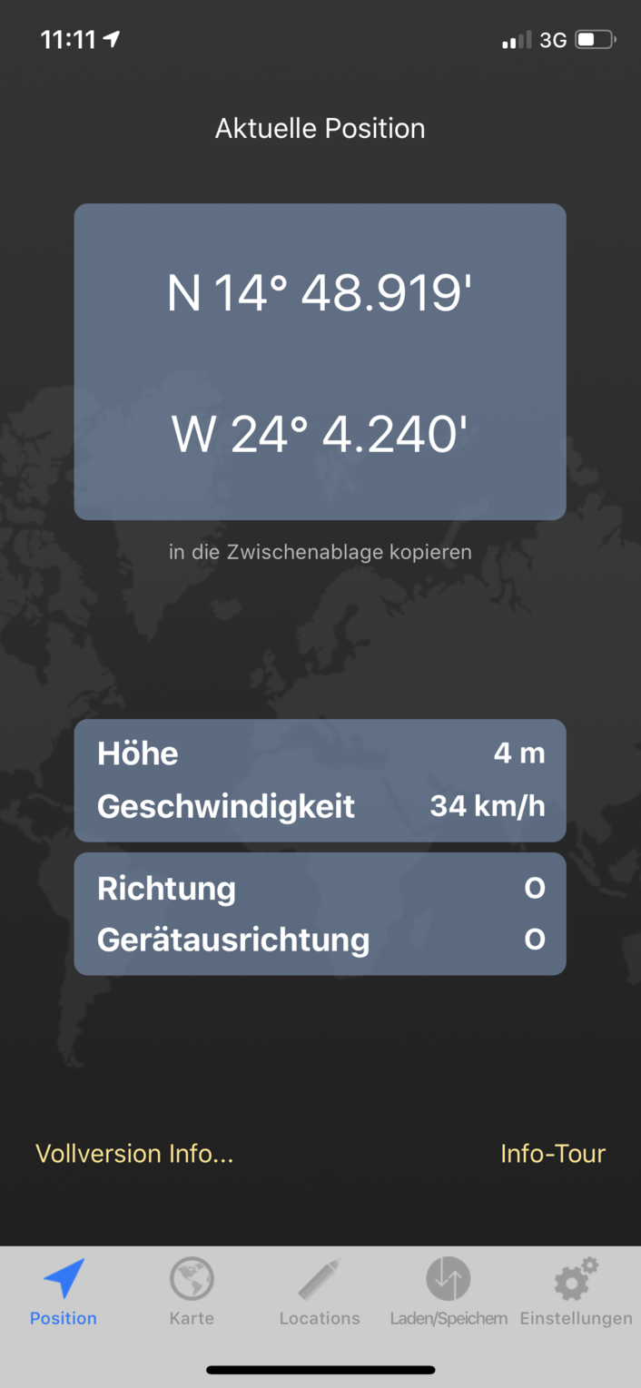 GPS Coordinates on the ferry