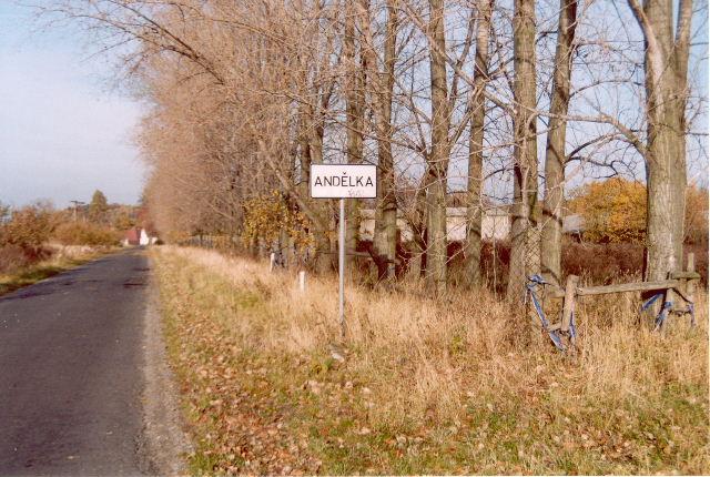 The road sign of Andělka