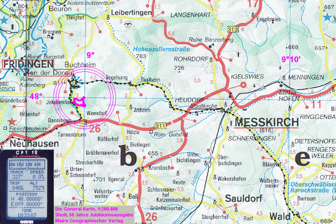 GPS display and recorded tracks